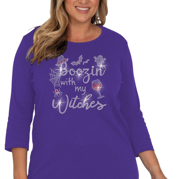 *New 3/4 Sleeve Top ~Boozing with my witches - Picture 4 of 5
